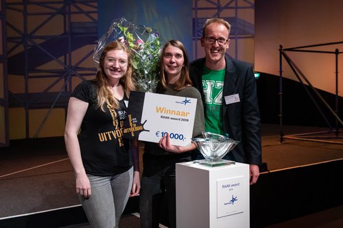 Winnaars van de RAAK-award met cheque en de award