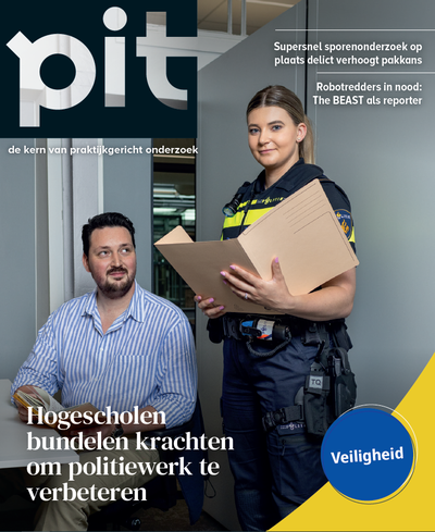 De cover van PIT over veiligheid; "Hogescholen bundelen krachten om politiewerk te verbeteren." -- klik op de afbeelding om te vergroten