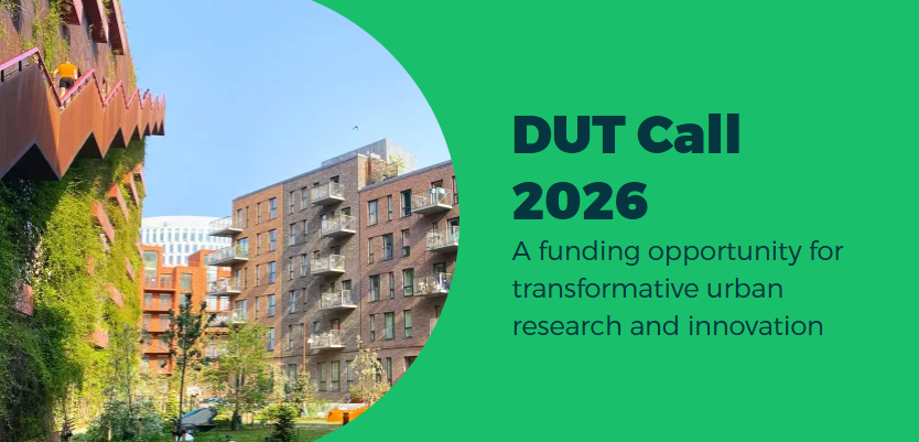 DUT Call 2026 banner - A funding opportunity for transformative urban research and innovation